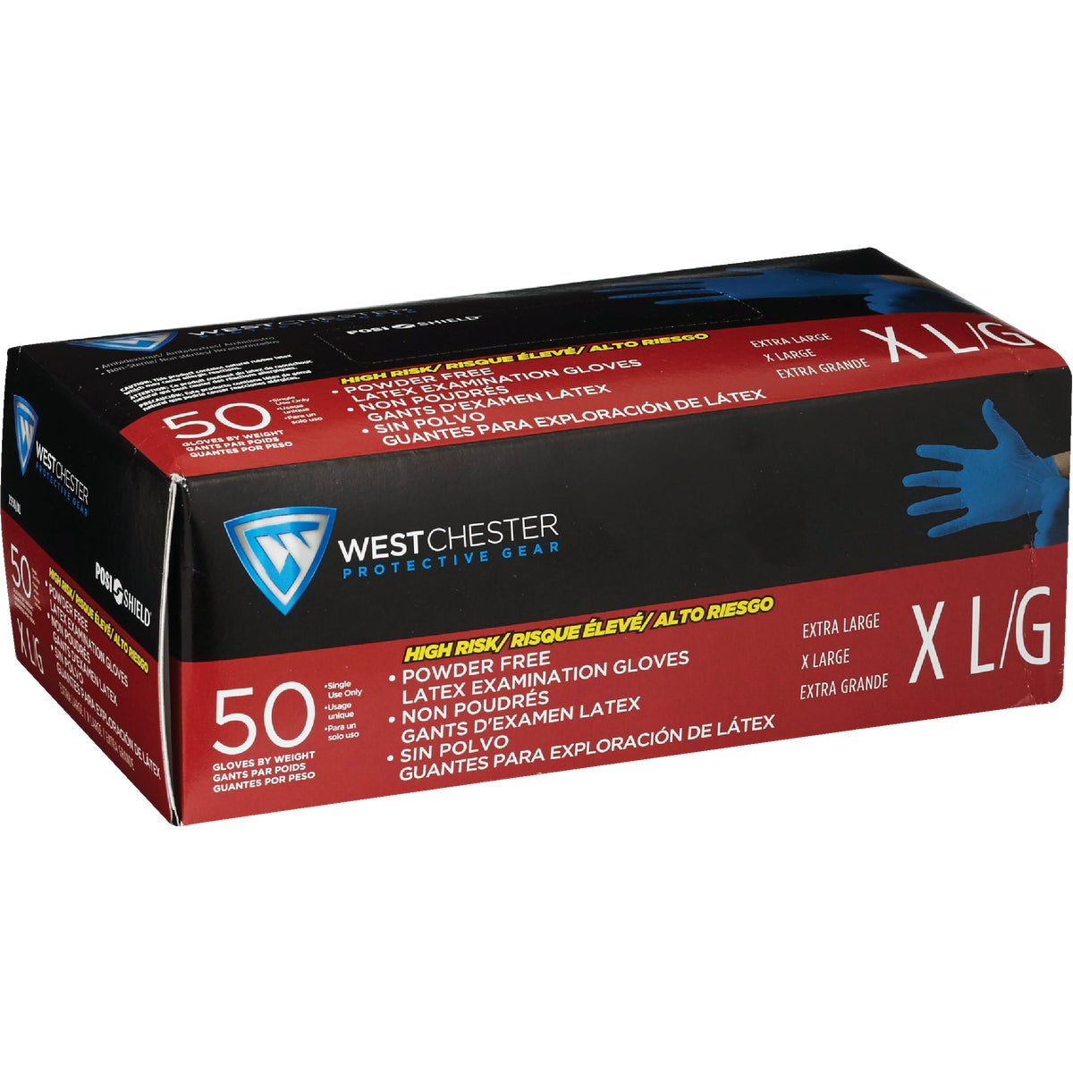 West Chester Protective Gear Posi Shield XL Exam Latex Disposable Glove (50-Pack)