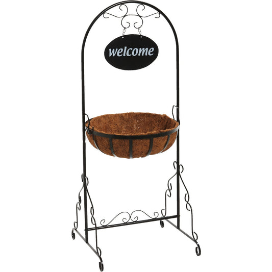 Best Garden Black Rust Resistant Steel 43 In. H. Welcome Plant Stand