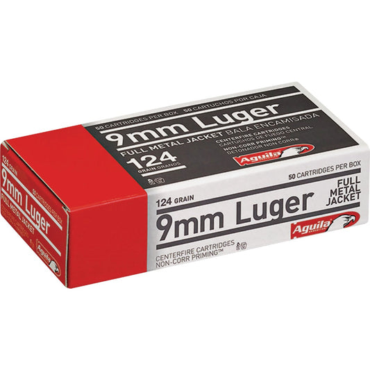 Aguila 9mm Luger 124 Grain FMJ Centerfire Ammunition Cartridges