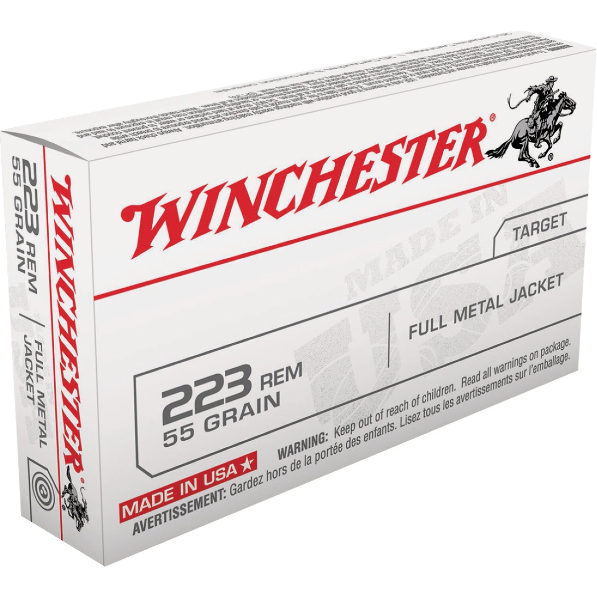 Winchester USA .223 Rem 55 Grain FMJ Centerfire Ammunition Cartridges