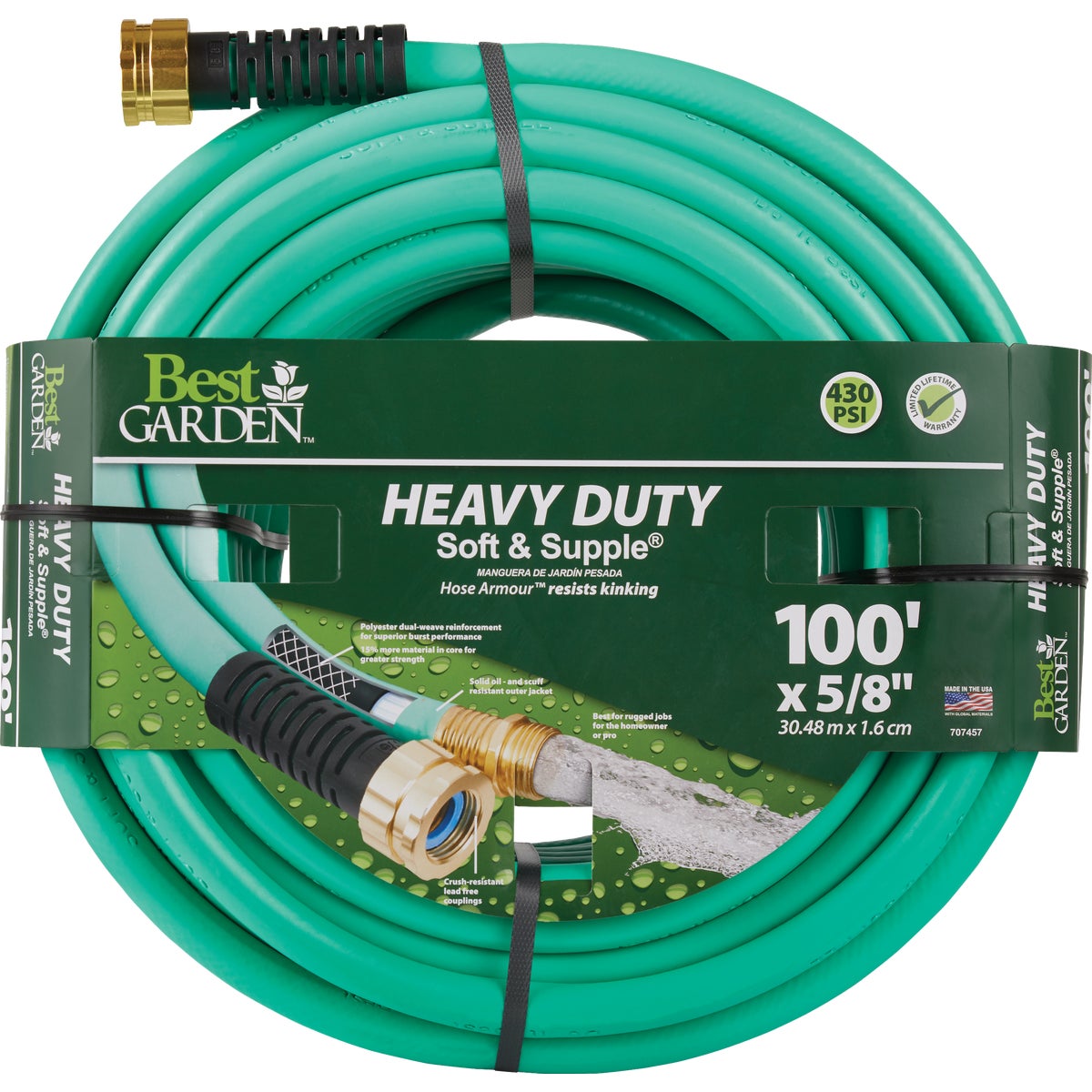 Best Garden 5/8 In. Dia. x 100 Ft. L. Heavy-Duty Soft & Supple Garden Hose