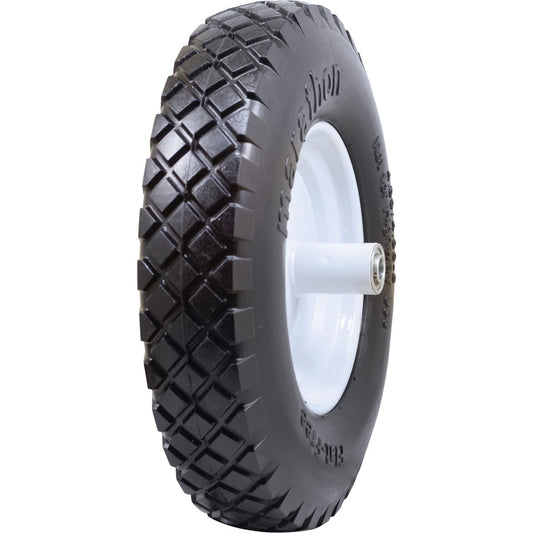 Marathon 16 x 480/400-8 In. Flat Free Wheelbarrow Wheel with Knobby Tread