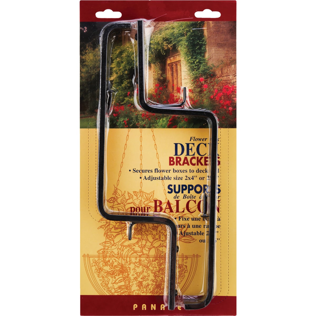 Panacea 7 In. W. x 4 In. H. Black Extruded Aluminum Railing Flower Box Bracket (2-Pack)