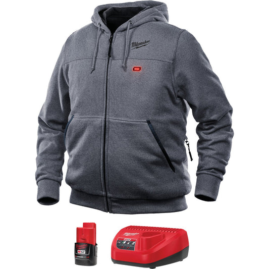 Milwaukee M12 Large Gray Men's Heated Full Zip Hooded Sweatshirt