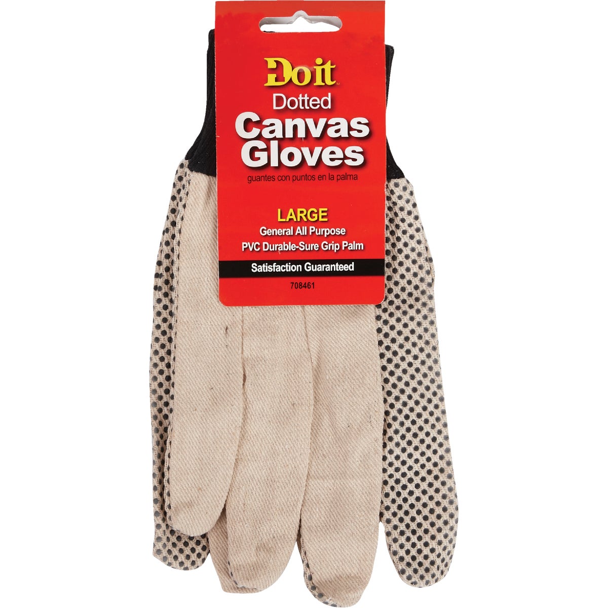 Do it Men's Large PVC Grip Cotton Canvas Work Glove