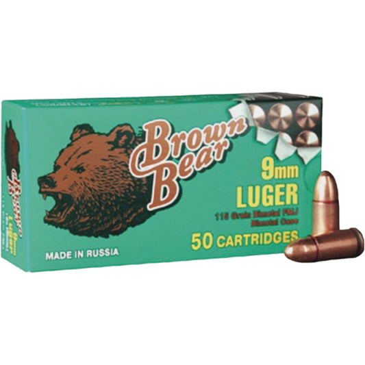 Brown Bear 9mm Luger 115 Grain FMJ Centerfire Ammunition Cartridges