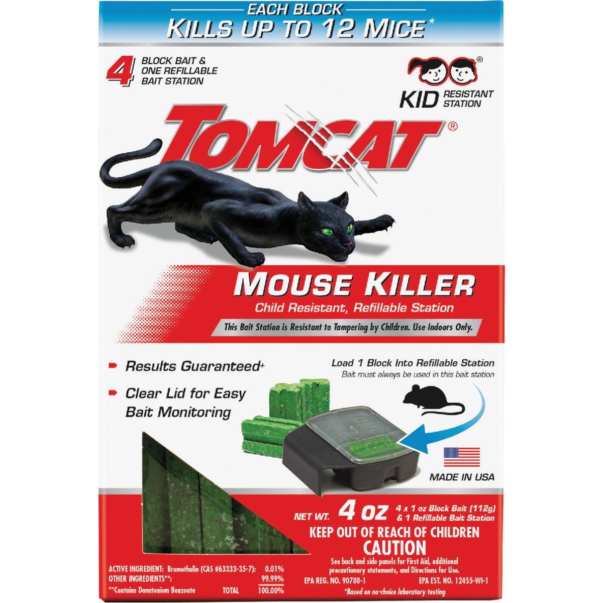 Tomcat Mouse Killer III Refillable Mouse Bait Station (4-Refill)