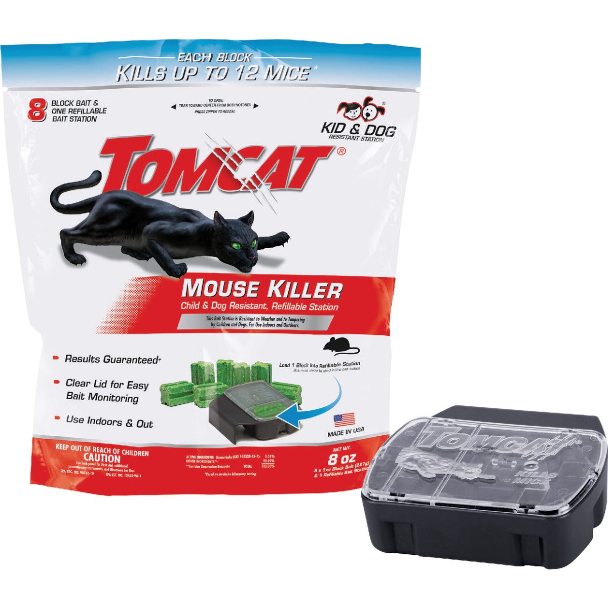 Tomcat Mouse Killer I Refillable Mouse Bait Station (8-Refill)