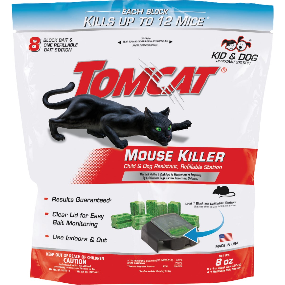 Tomcat Mouse Killer I Refillable Mouse Bait Station (8-Refill)