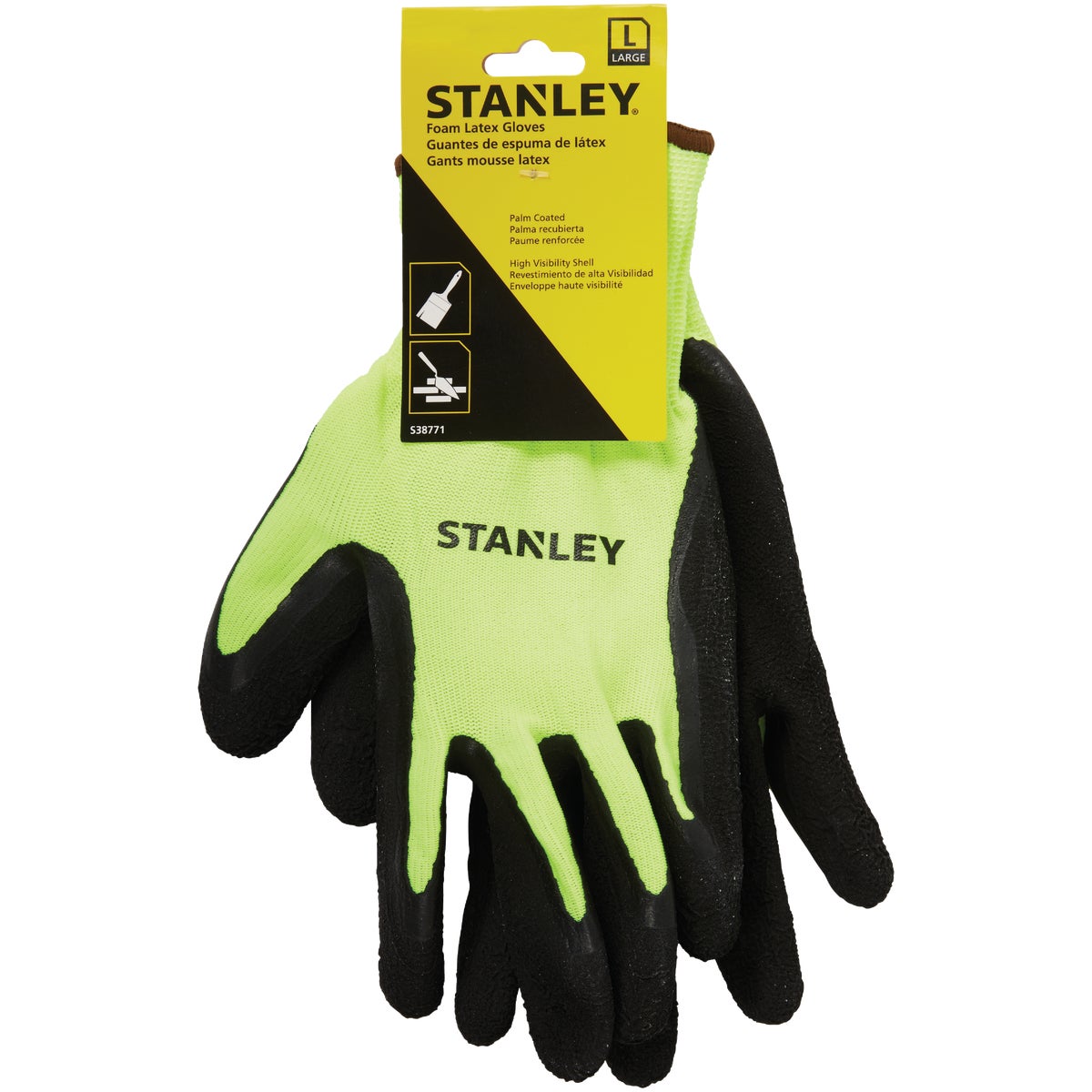 Stanley Men's Large Polyester Shell Hi-Vis Work Glove