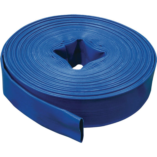 Apache 1-1/2 In. x 100 Ft. Blue Reinforced PVC Lay Flat Discharge Hose, Bulk