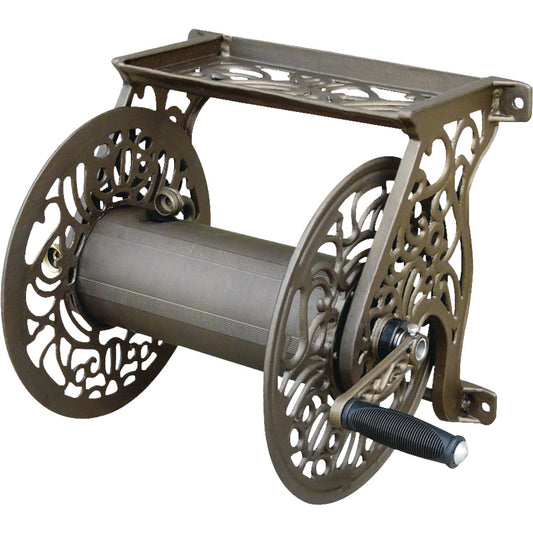 Liberty Garden 125 Ft. x 5/8 In. Bronze Aluminum Decorative Wall Mount Hose Reel