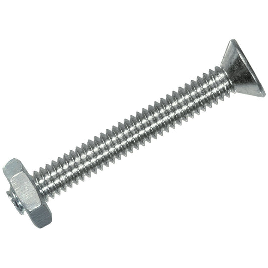 Hillman 1/4 In. 20 tpi 1-1/4 In. Flat Head Machine Screw with Nut (5 Ct.)