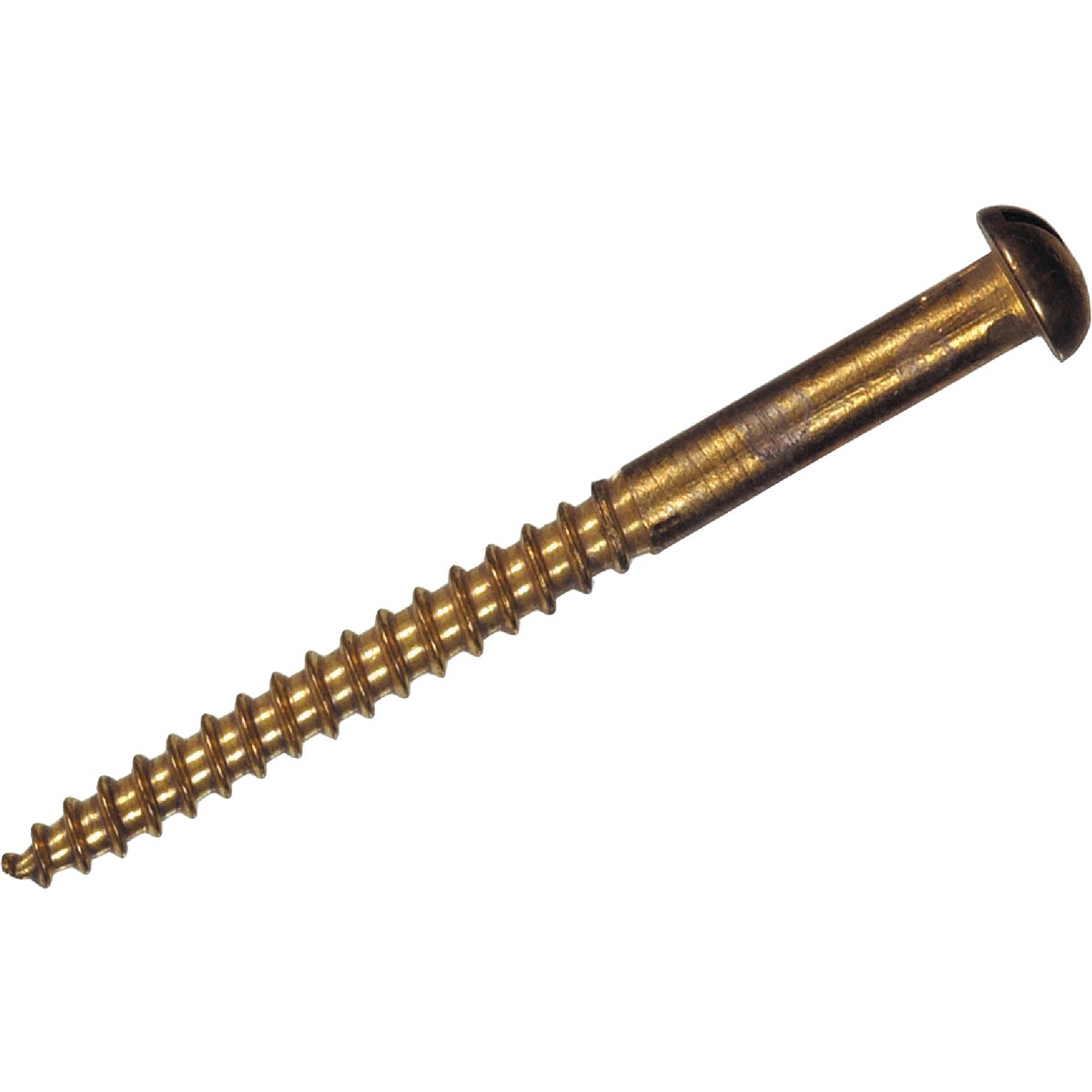 Hillman #6 x 1/2 In. Slotted Round Head Brass Wood Screw