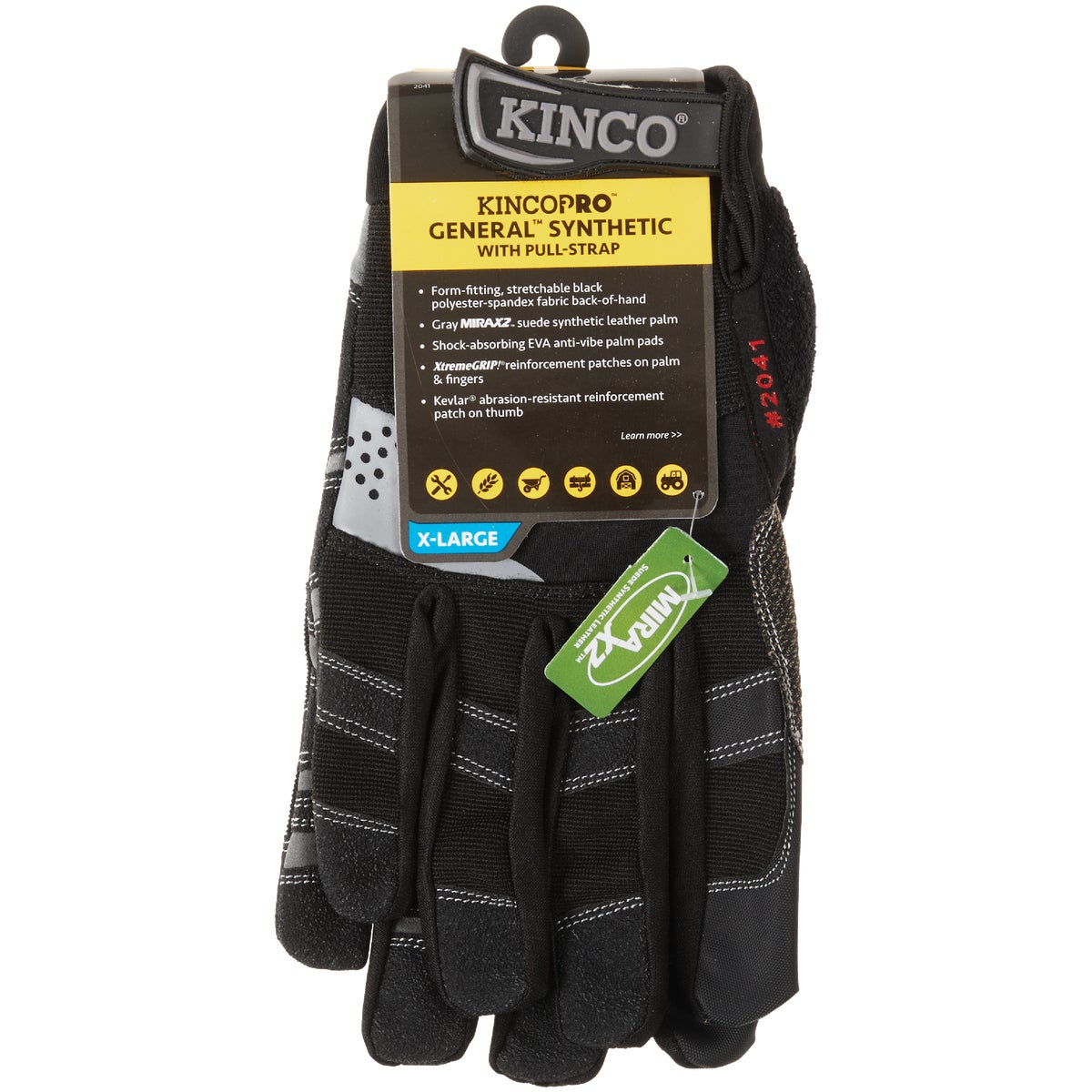 KincoPro General Men's XL Black Polyester-Spandex Work Glove