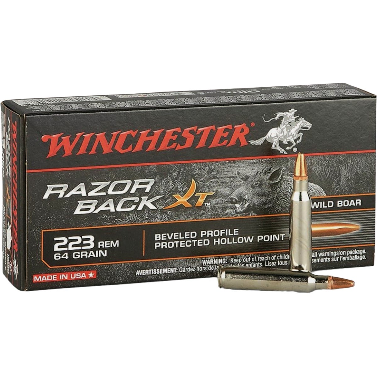 Winchester Razor Back XT .223 Rem 64 Grain PHP Centerfire Ammunition Cartridges