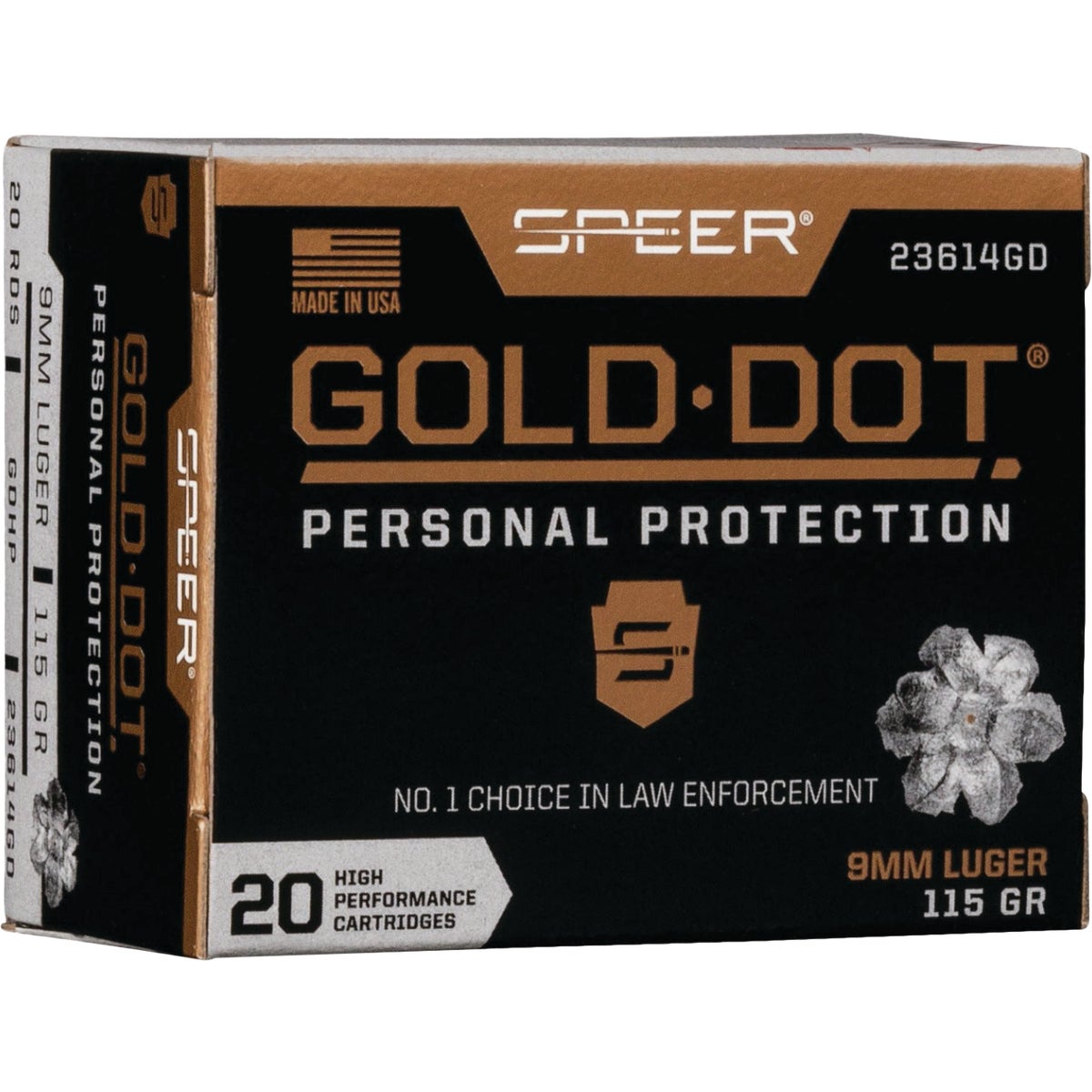 Speer Gold Dot 9mm 115 Grain HP Centerfire Ammunition Cartridges