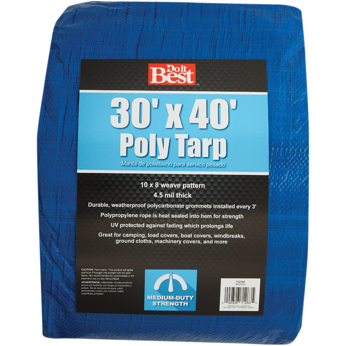 Do it Best Blue Woven 30 Ft. x 40 Ft. Medium Duty Poly Tarp