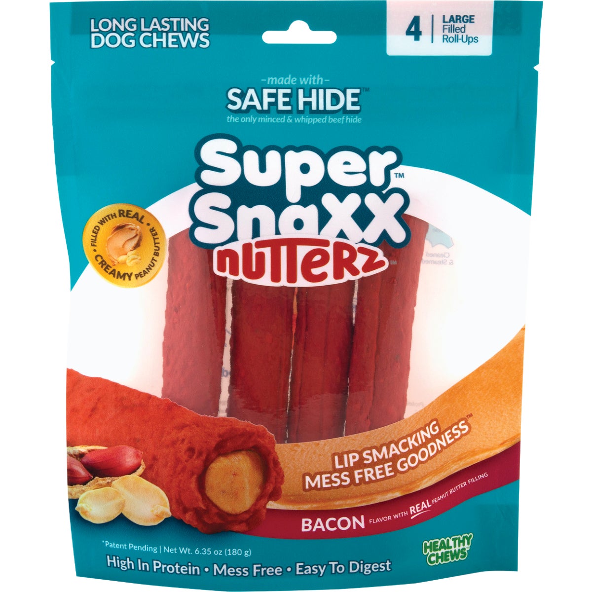 Healthy Chews Super SnaXX Nutterz Bacon & Peanut Butter Dog Treat (4-Pack)