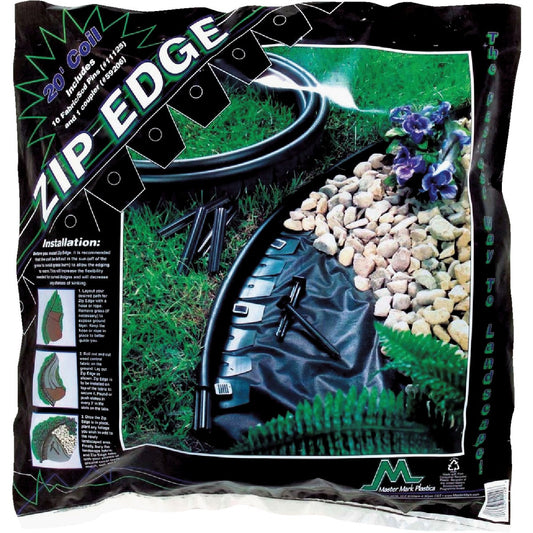 Master Mark Zip Edge 1 In. H. x 20 Ft. L. Black Recycled Plastic Lawn Edging