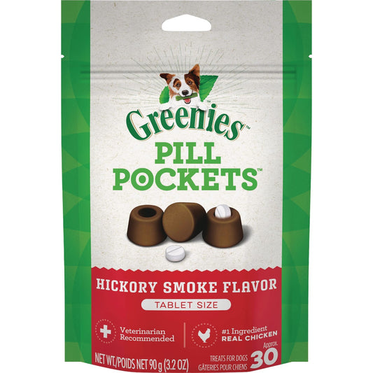 Greenies Tablet Pill Pockets Hickory Smoke Flavor Chewy Dog Treat (30-Pack)