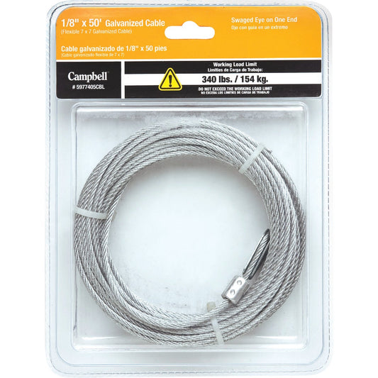 Campbell 1/8 In. x 50 Ft. Galvanized Pre-Cut Security Cable