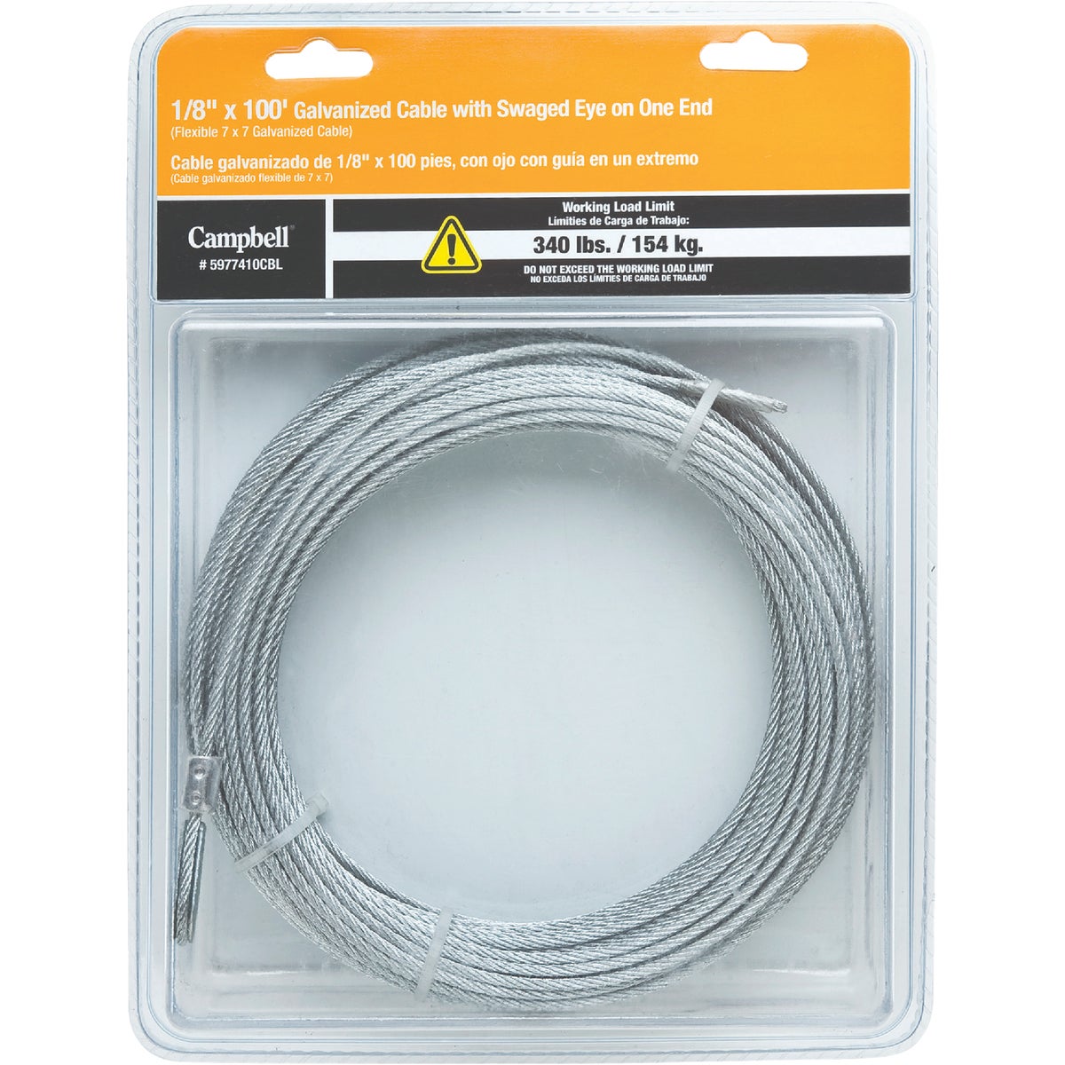 Campbell 1/8 In. x 100 Ft. Galvanized Pre-Cut Security Cable