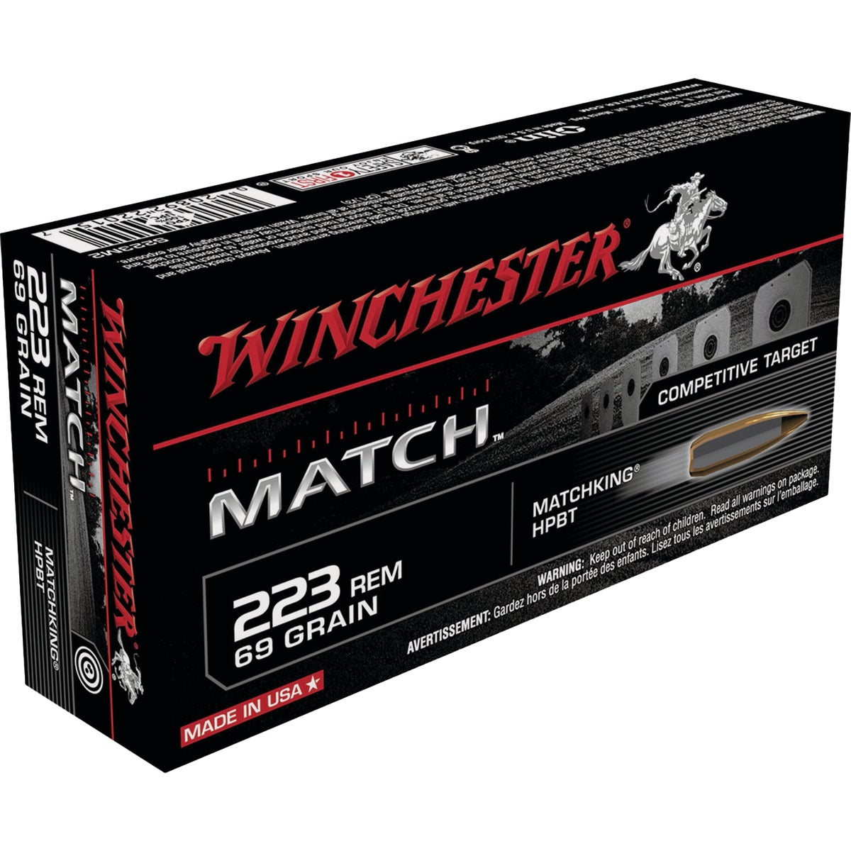 Winchester Match .223 69 Grain BTHP Centerfire Ammunition Cartridges