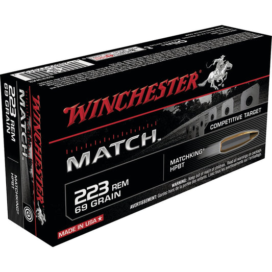 Winchester Match .223 69 Grain BTHP Centerfire Ammunition Cartridges