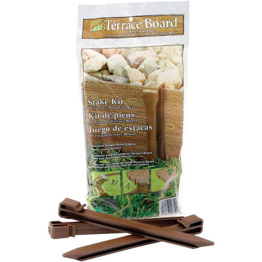 Master Mark 10 In. HDPE Brown Terrace Board Edging Stakes (10-Pack)