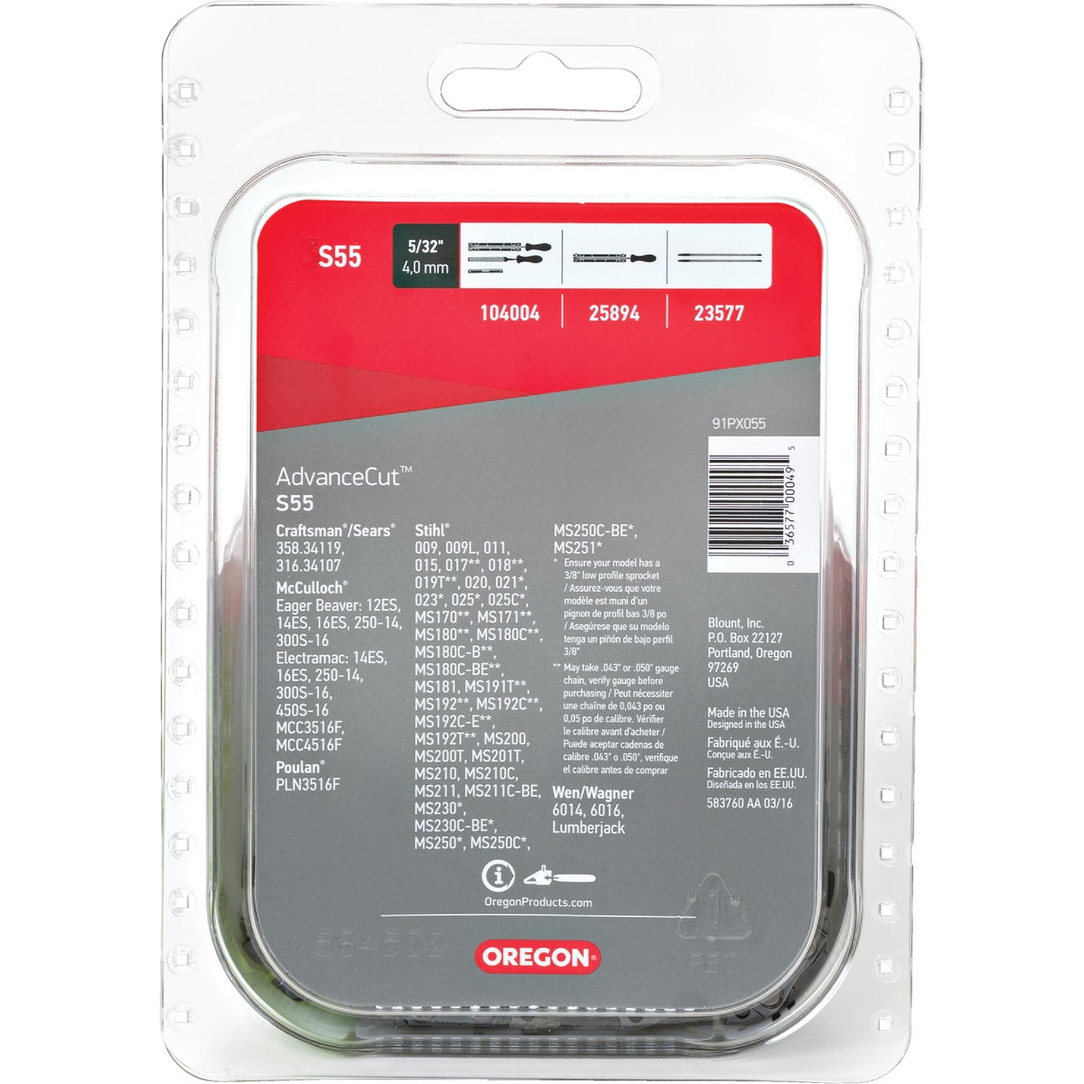 Oregon AdvanceCut S55 16 In. Chainsaw Chain