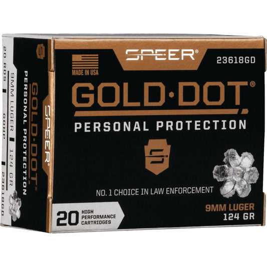 Speer Gold Dot 9mm 124 Grain HP Centerfire Ammunition Cartridges