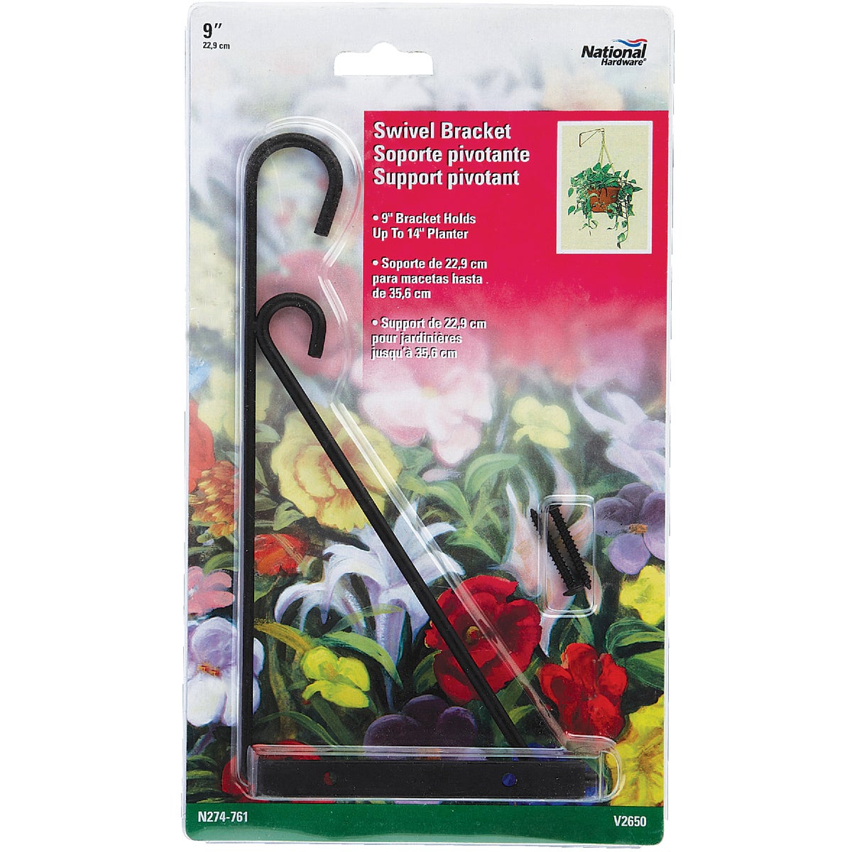 National 9 In. Black Steel Swivel Hanging Plant Bracket