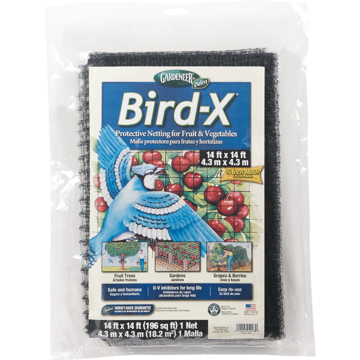 Bird X 3/4 In. Mesh 14 Ft. x 14 Ft. Garden Netting