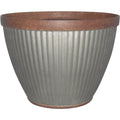 Southern Patio Westlake 10 In. Resin Rustic Galvanized Round Pleated Planter