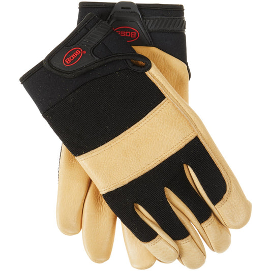 Boss Job Master Aqua Armor Men's Large Black & Tan Leather Work Glove