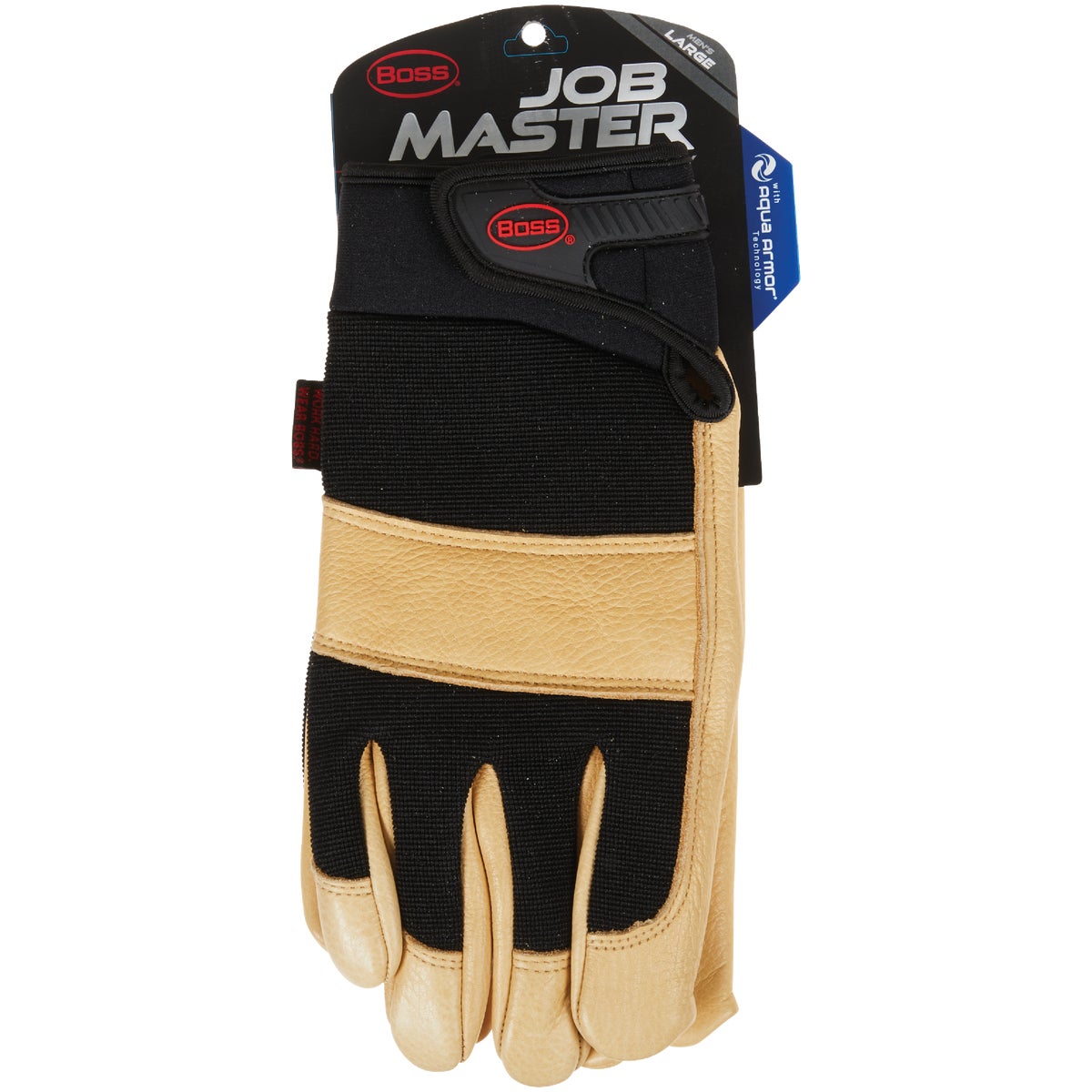 Boss Job Master Aqua Armor Men's Large Black & Tan Leather Work Glove