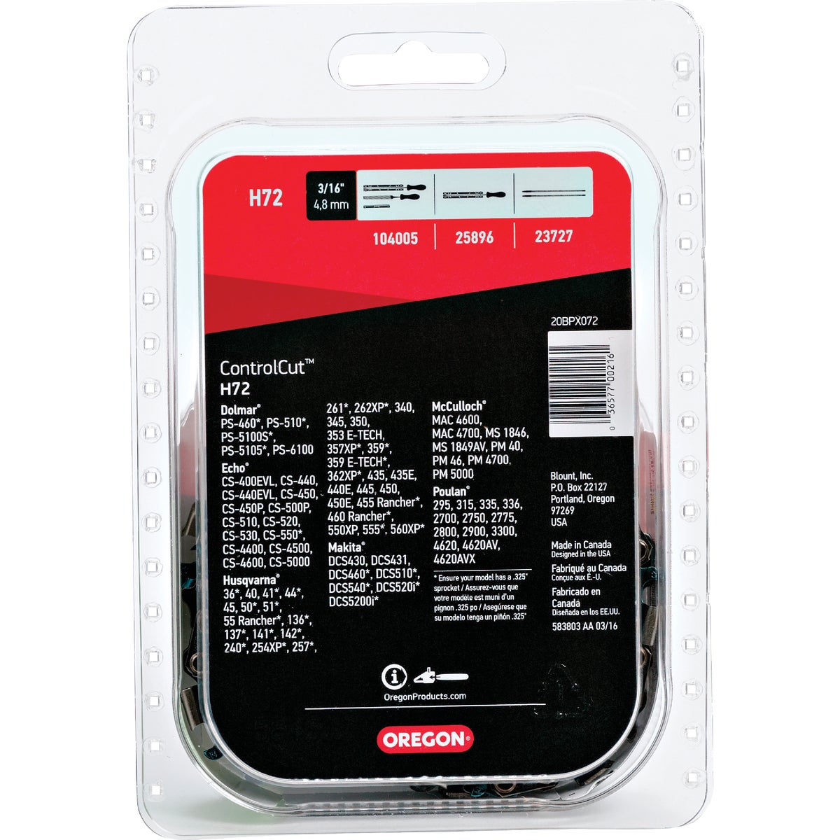 Oregon ControlCut H72 18 In. Chainsaw Chain
