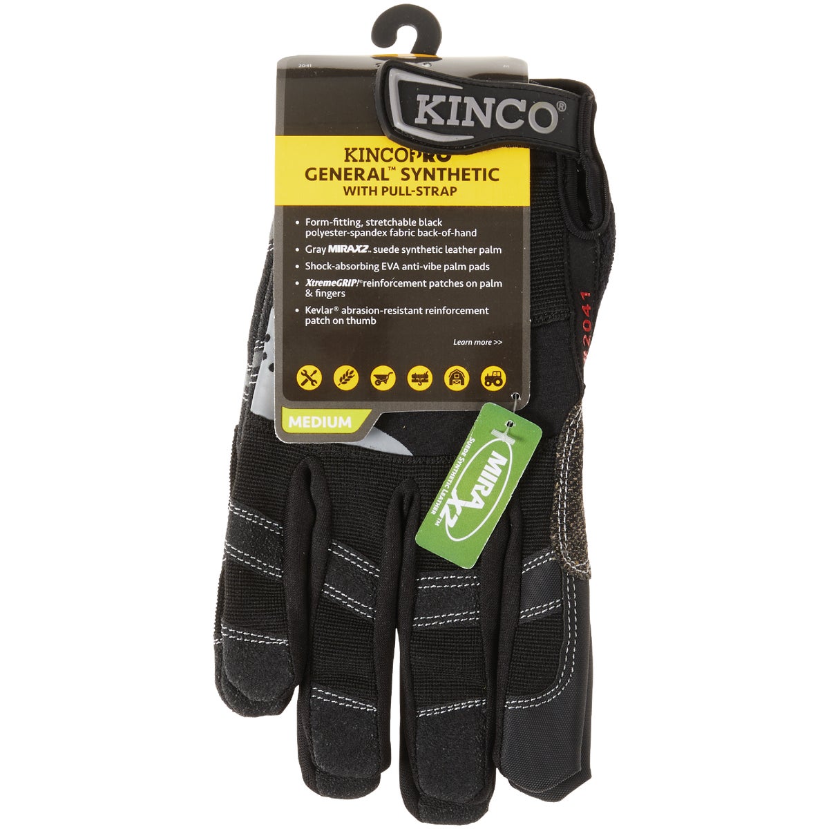 KincoPro General Men's Medium Black Polyester-Spandex Work Glove