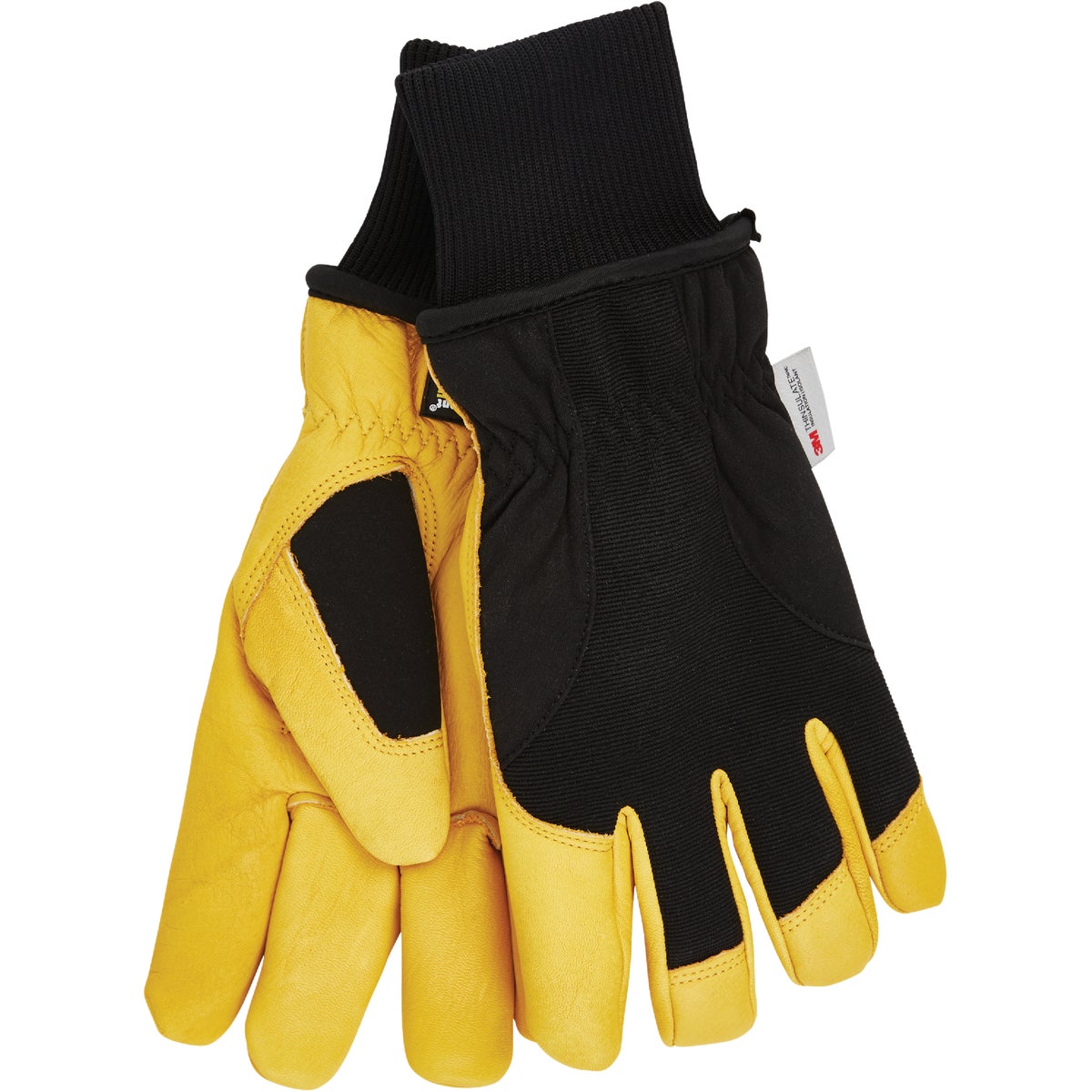 Wells Lamont HydraHyde Men's Large Grain Goatskin Black & Tan Insulated Work Glove