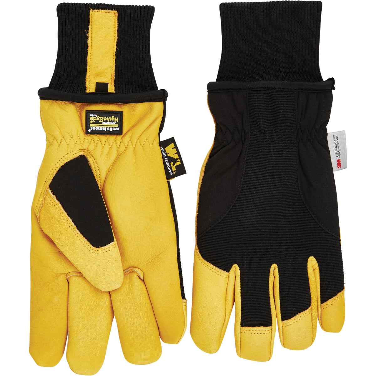 Wells Lamont HydraHyde Men's Large Grain Goatskin Black & Tan Insulated Work Glove