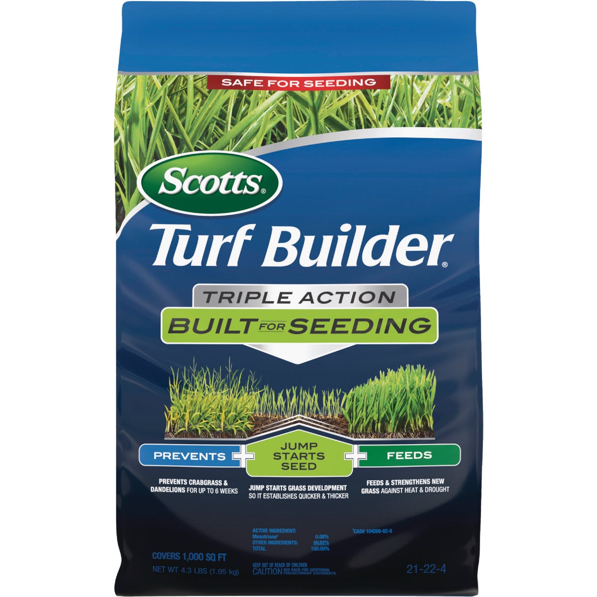 Scotts Turf Builder Triple Action 4.3 Lb. 1000 Sq. Ft. 21-22-4 Lawn Fertilizer