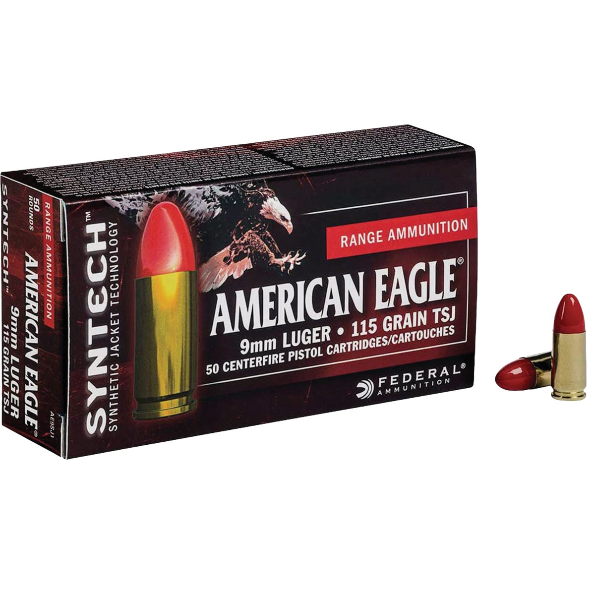 Federal American Eagle Syntech 9mm 115 Grain TSJ Centerfire Ammunition Cartridges