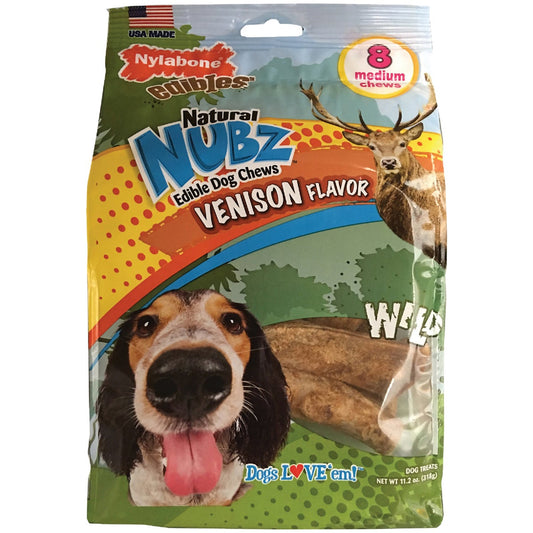 Nylabone Edibles Natural Nubz Venison Antler Chew Bone (8-Pack)