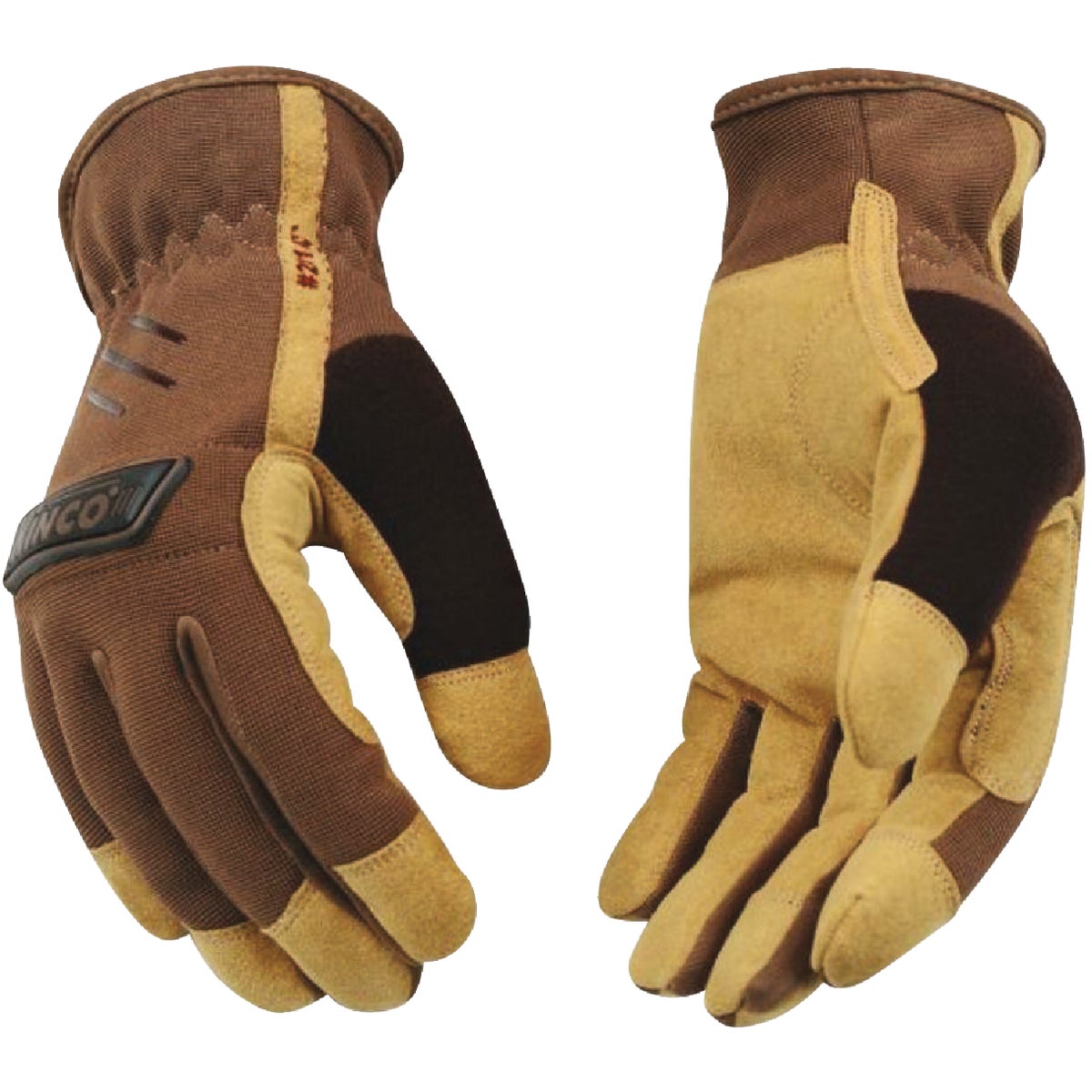 KincoPro Men's XL Brown Polyester-Spandex Fabric Back Work Glove