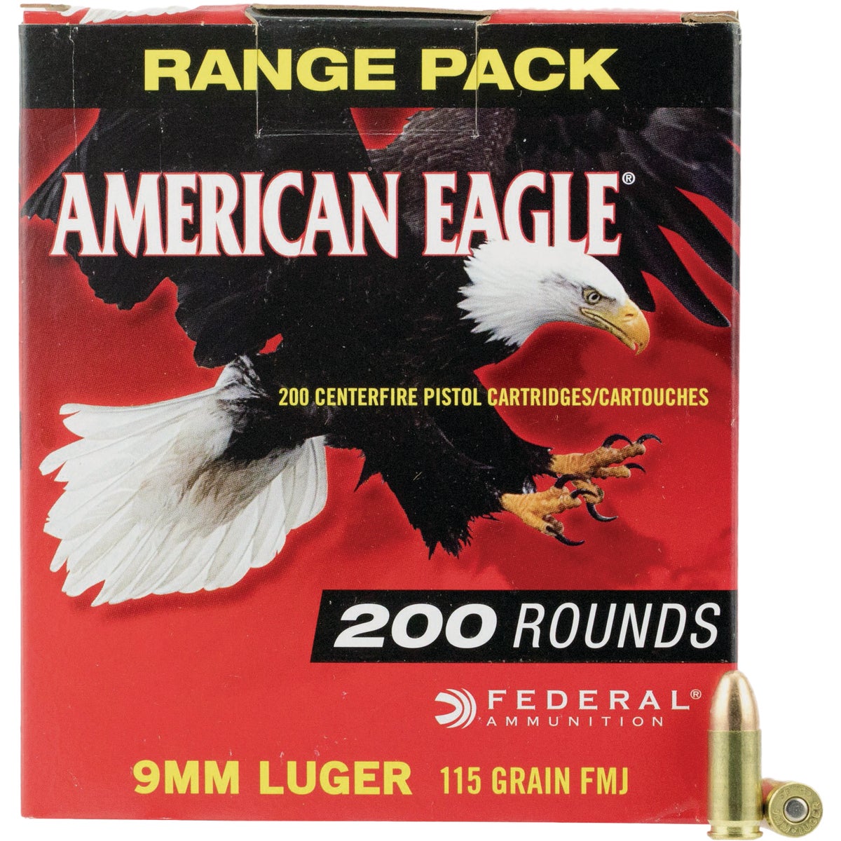 Federal American Eagle 9mm 115 Grain FMJ Centerfire Ammunition Cartridges