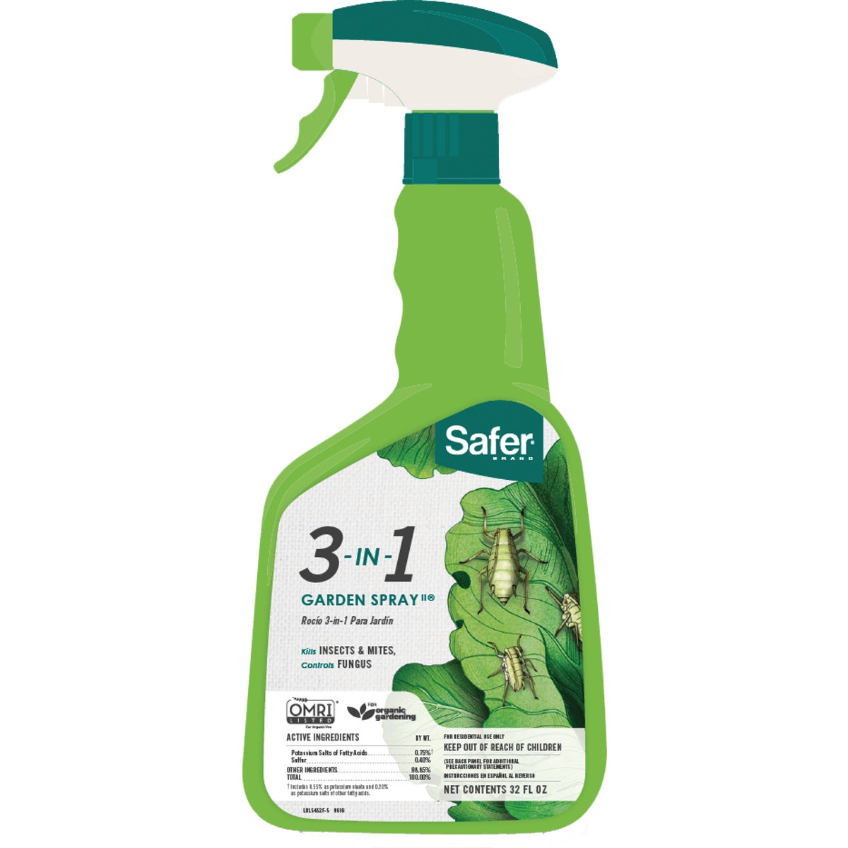 Safer 3-In-1 32 Oz. Ready To Use Trigger Spray Insecticidal Soap with Fungicide Insect Killer