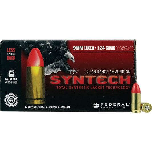 Federal American Eagle Syntech 9mm 124 Grain TSJ Centerfire Ammunition Cartridges