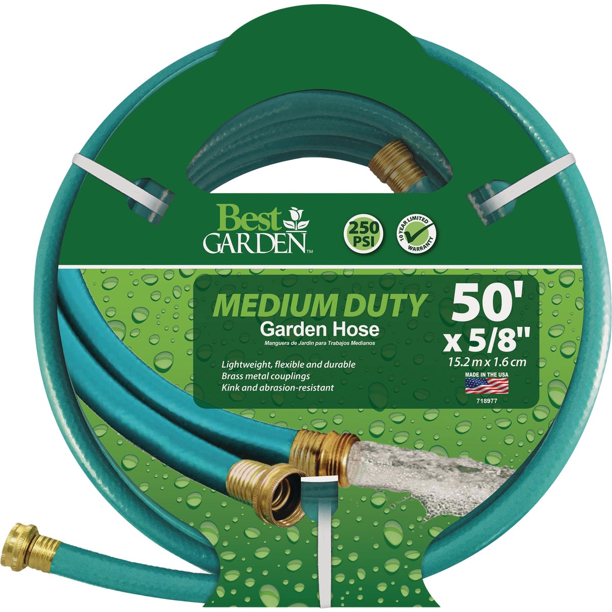 Best Garden 5/8 In. Dia. x 50 Ft. L. Medium-Duty Vinyl Garden Hose W/Guard-N-Grip