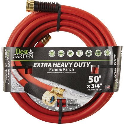 Best Garden Extra Heavy Duty Farm & Ranch 3/4 In. Dia. x 50 Ft. L. Drinking Water Safe Hot Water Hose